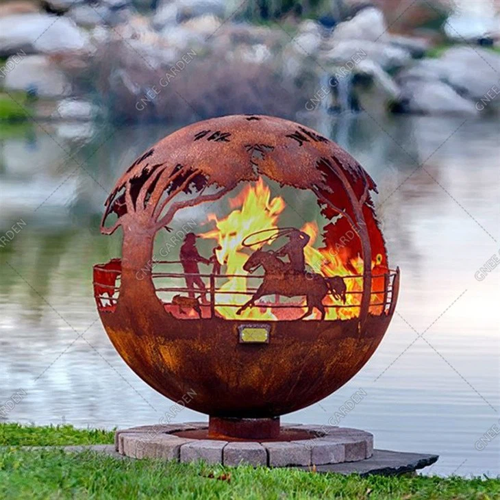 Customized Metal Ball Corten Steel Fire Pit Sphere