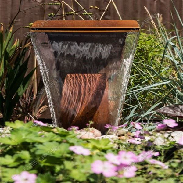 Garden Water Feature 100cm Round Corten Steel Water Bowl Fountain