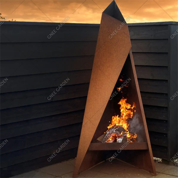 حار بيع لون الصدأ النار مواقد من السهل تجميع Firepit الخشب حرق المحمولة كورتين الصلب في الهواء الطلق الموقد