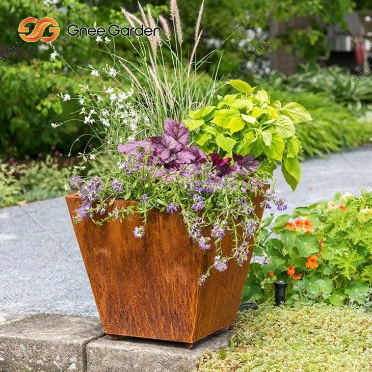 China Manufacturer Metallic Series Corten Steel Standing Flower Planter Pots