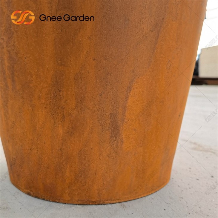 Outdoor Corten Steel Round Flower Pot Outside Garden Metal Planter