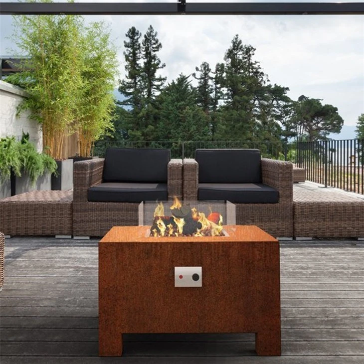 Patio Corten Steel Outside Gas Firepit