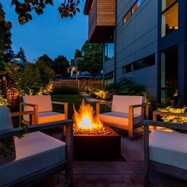 Patio Corten Steel Outside Gas Firepit