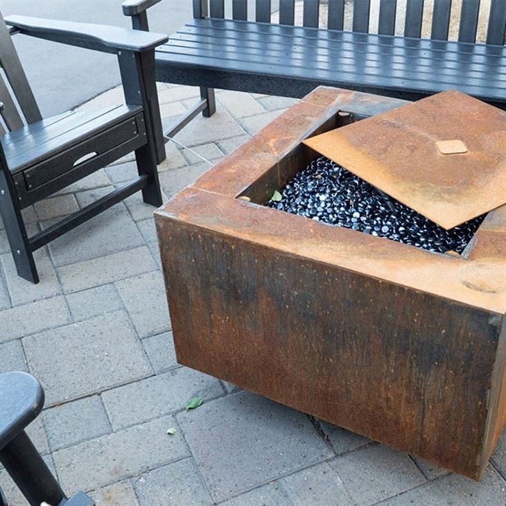 Patio Corten Steel Outside Gas Firepit