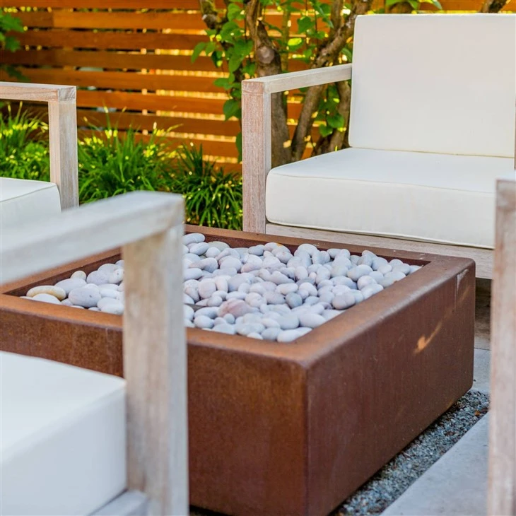 Patio Corten Steel Outside Gas Firepit