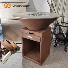 شواية كورتن ستيل عالية الجودة مع شواية معدنية لحفلات المنزل والشركة