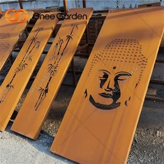 مقسم شاشة معدنية للحديقة مصنوع من فولاذ كورتين الصدأ