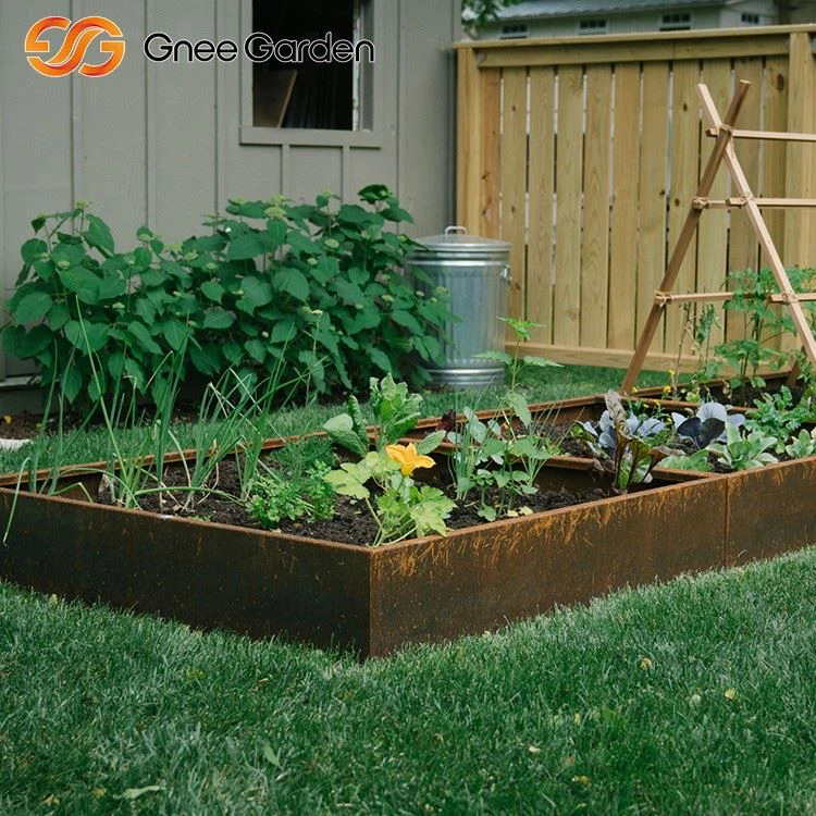 Corten steel raised bottomless beds
