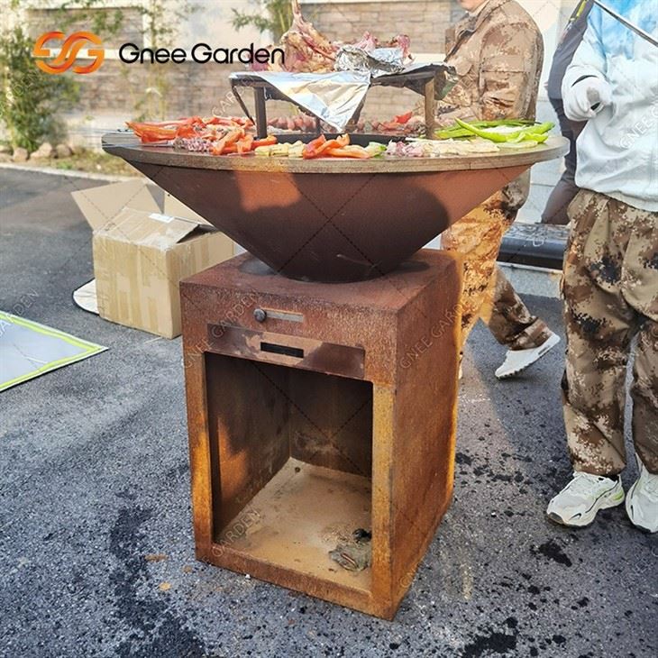 Fire Table Corten Steel Charcoal Grill For Bbq Corten Stove Wood Burning Bbq Stove