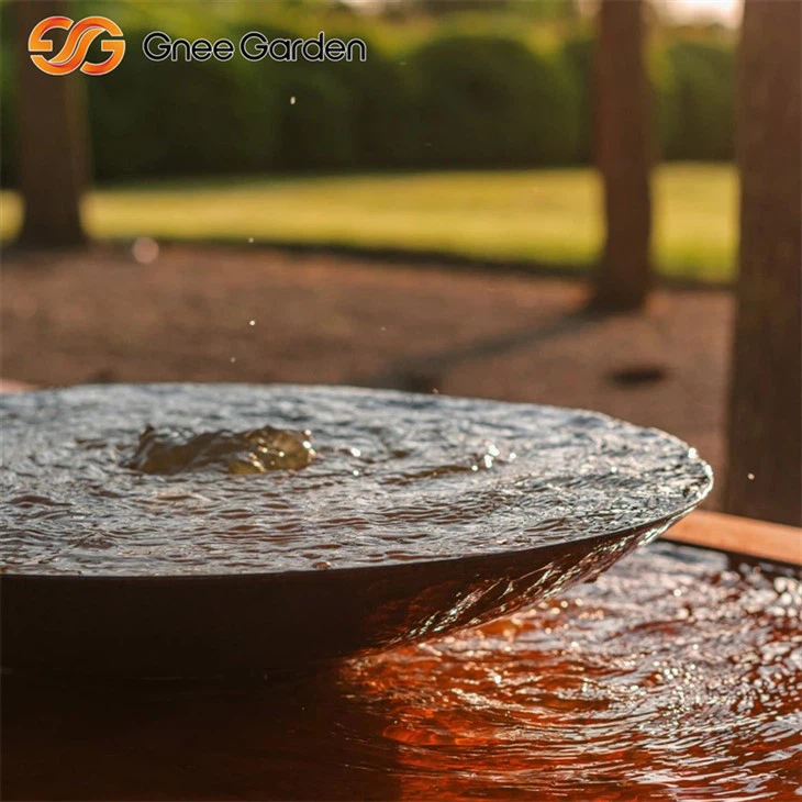 Corten steel garden bowl pump water decoration